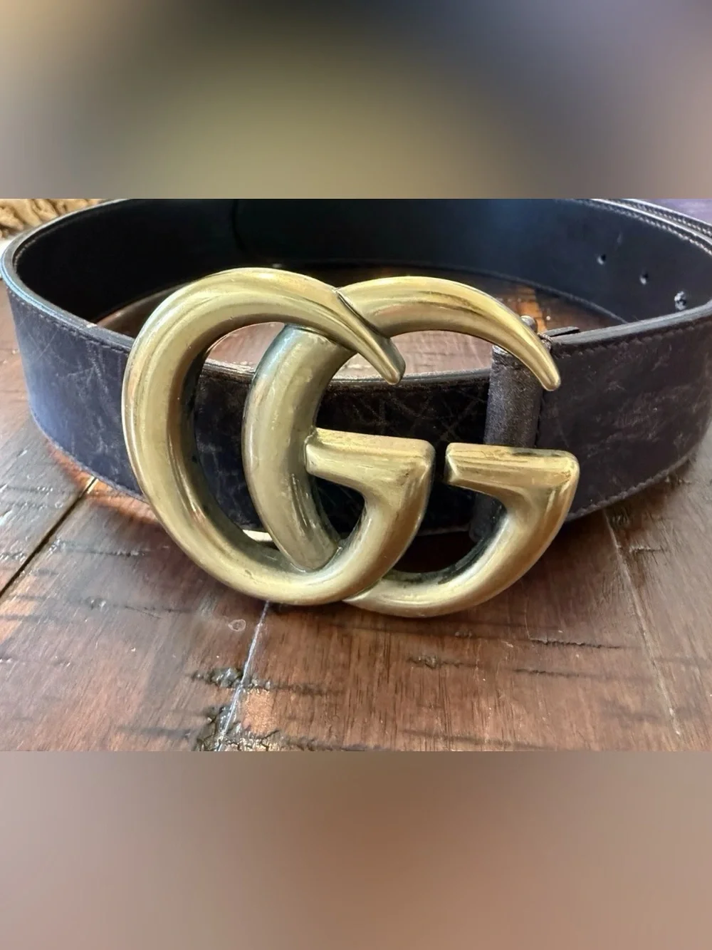 Stunning Vintage Gucci GG Logo Brown Marmont Belt Sz 34